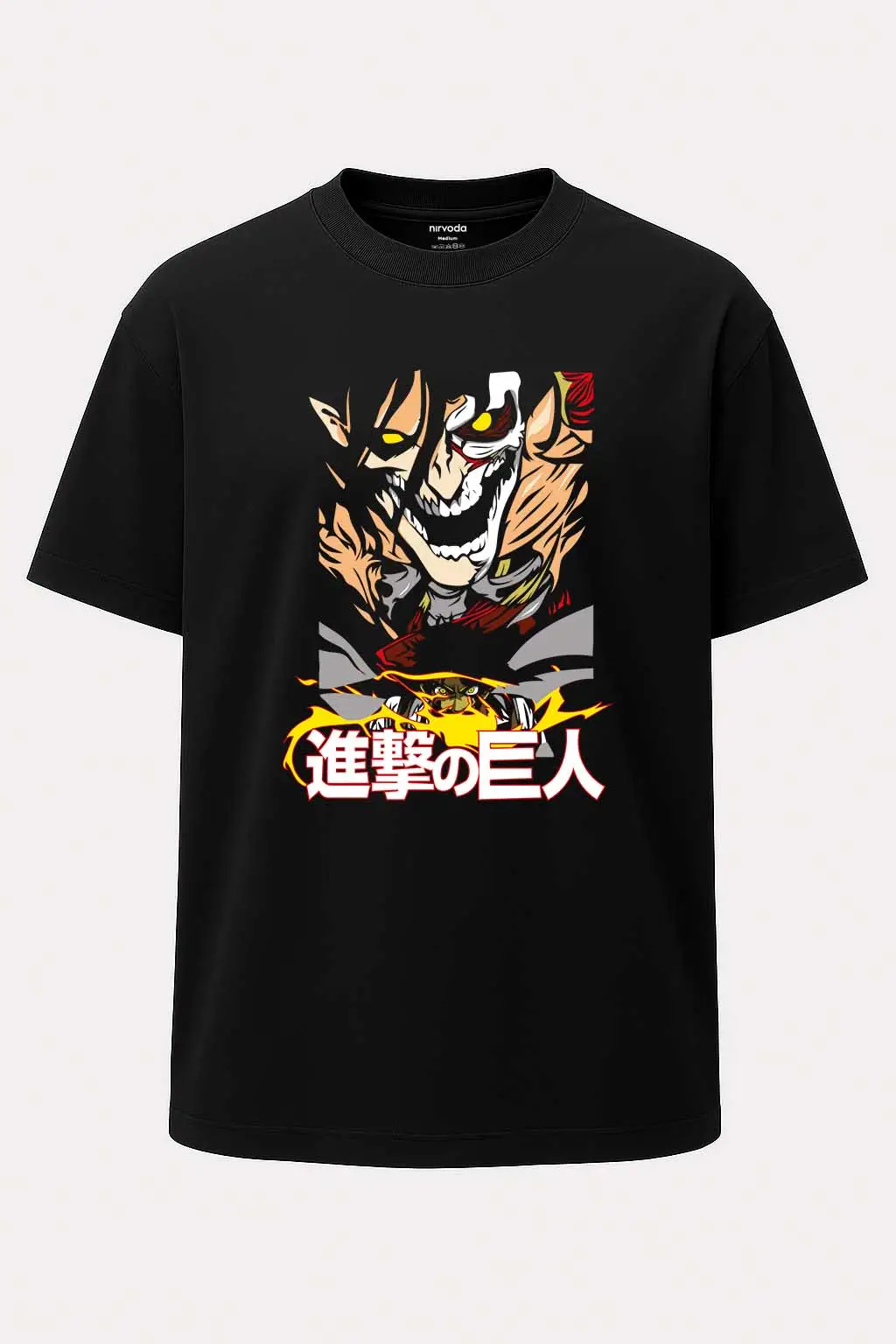 Oversize Eren Titan Sarı Attack on Titan Baskılı Tişört