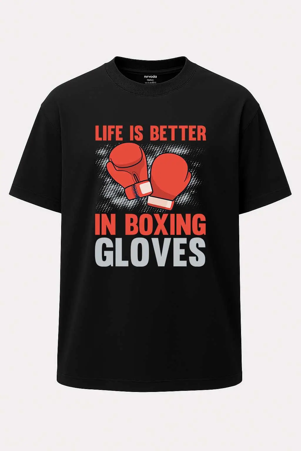 Oversize Life is Better Boks Eldiveni Baskılı Tişört