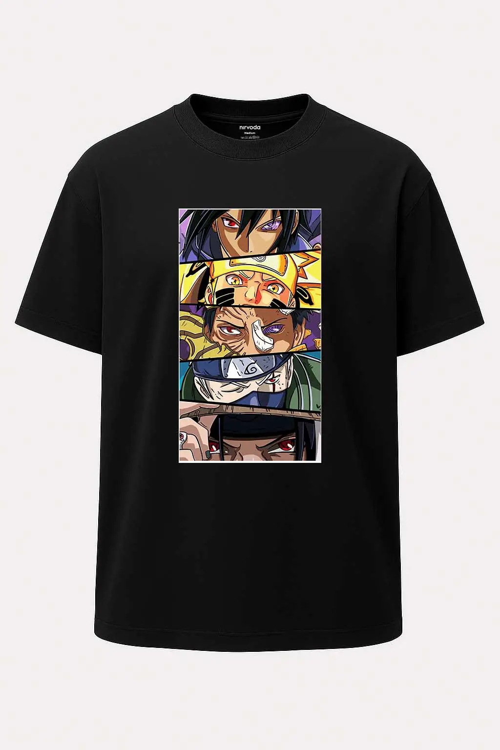 Oversize Naruto Karakterleri Göz Kolaj Baskılı Tişört